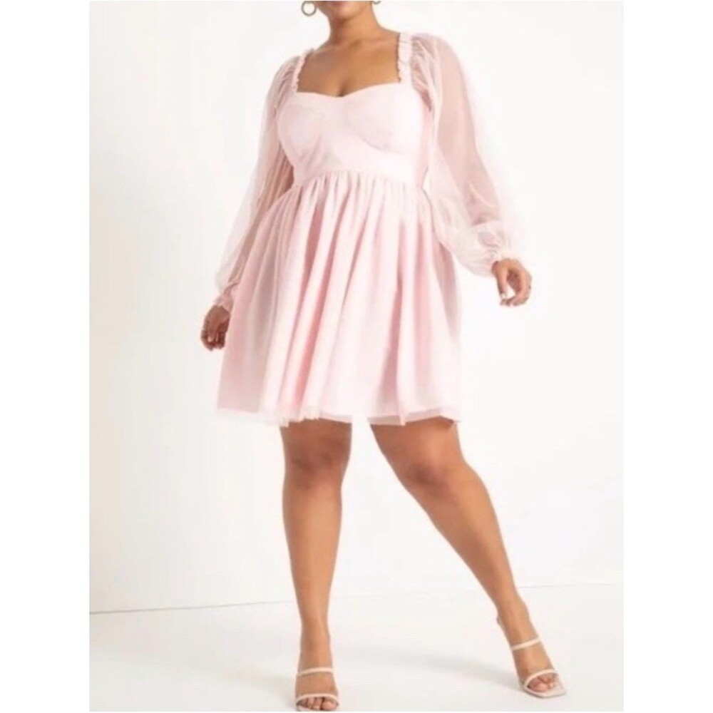 Eloquii Soft Pink Tulle Mini Dress Size 14 Sweetheart Fit & Flare Party Bridal